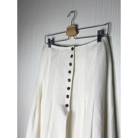 FAME AND PARTNERS Ecru Ivory Linen 2-Piece Crop Top & Midi Skirt Set US 6 - Picture 14 of 16